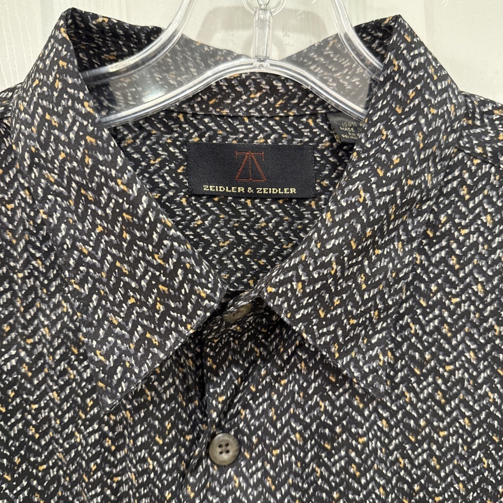 Zeidler & Zeidler Longsleeve Mens Buttonfly Geometric Blue Shirt‎ XL Mens Tall